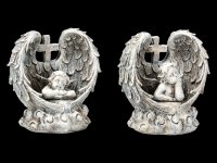 Little Graveyard Angel Figurines with Cross - Set of 2