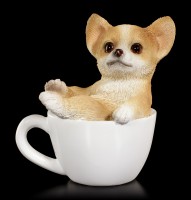 Hunde Figur mini - Chihuahua Welpe in Tasse