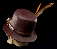 Steampunk Totenkopf mit Hut und Feder