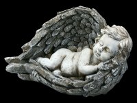 Gartenfigur - Schlafender Engel in Steinoptik