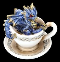 Drache in Tasse Figur blau Dracuccino Fantasy Drachenjunges Dekostatue 