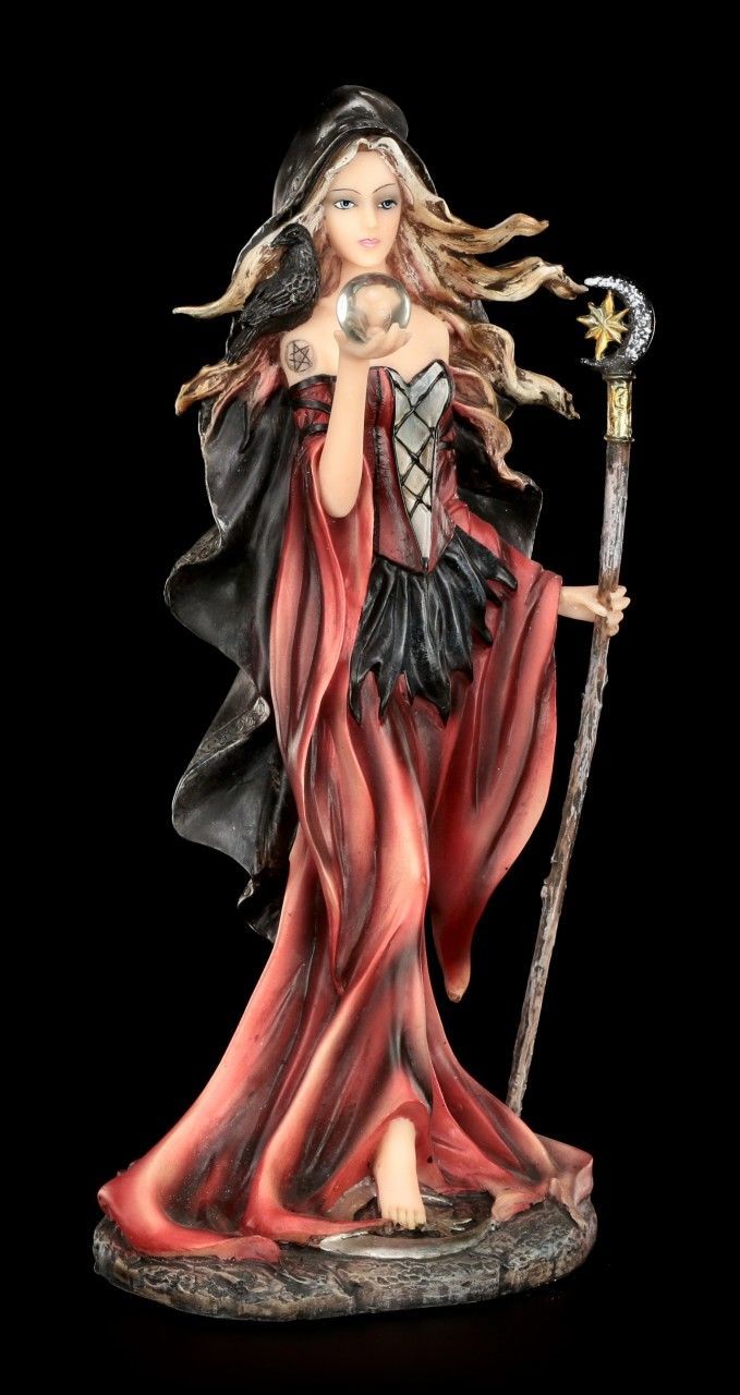 Red Witch Figurine - Rubia with Crystal Ball