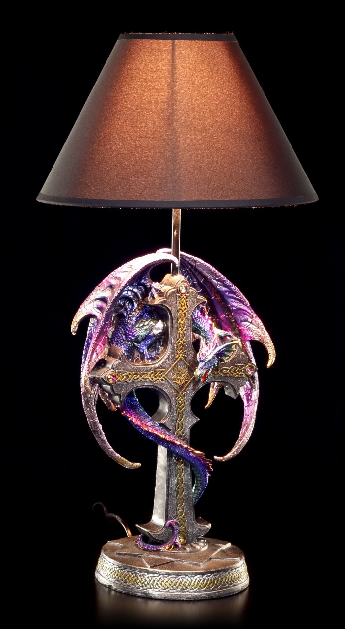Dragon Tablelamp with Cross - colored