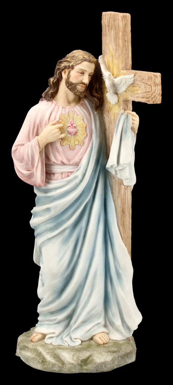 Jesus Figur mit gesegnetem Herz und Kreuz