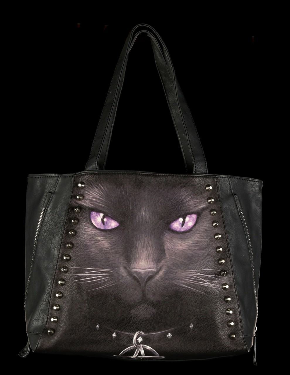 Faux Leather Bag - Black Cat