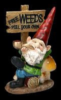 Garden Gnome Figurine with Pipe - Free Weeds