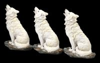 Wolf Figurines - Sitting Howling White Set of 3