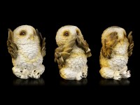 Three wise Owl Figurines - No Evil