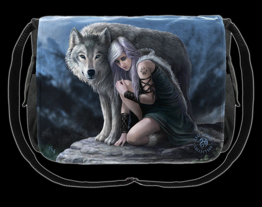 Fantasy Messenger Bag with Wolf - Protector