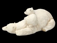 Garden Figurine - Polar Bear with Baby on back