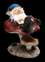Gnome Figurine - Asleep on Mushroom
