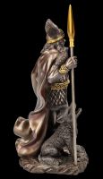Odin Figurine standing with Wolves and Ravens