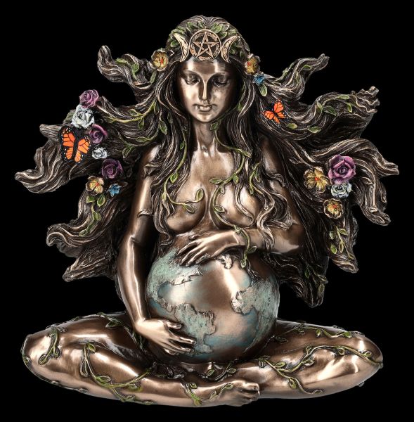 Gaia Figurine - Mother Earth Pregnant bronzed