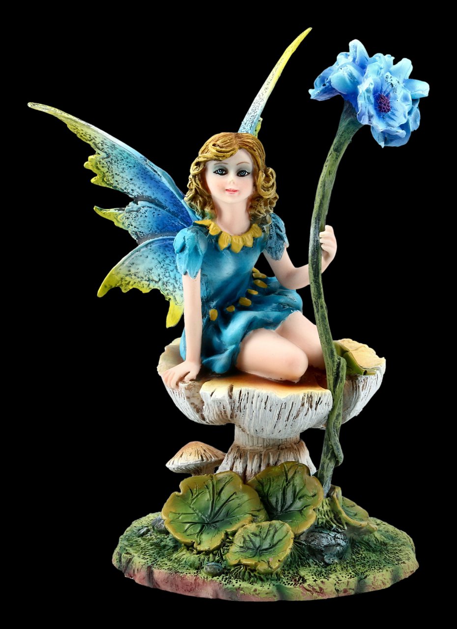 Elfen Figur - Ilina sitzt auf Pilz