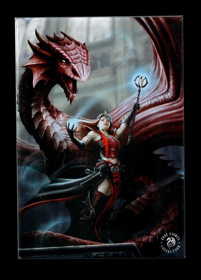 Scarlet Mage Dragon Magnet by Anne Stokes