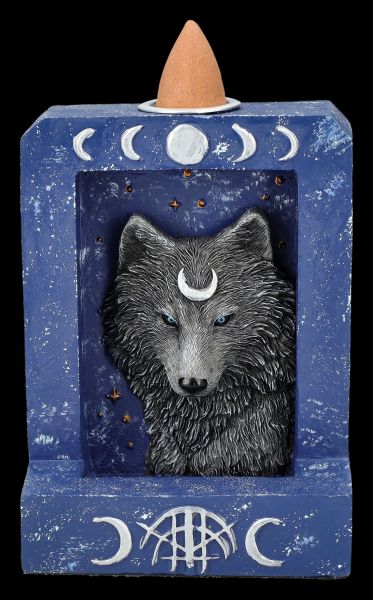 Backflow Incense Burner - Wicca Wolf Moon Phases