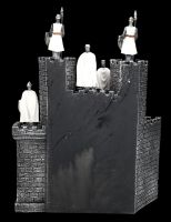 Knight Figurines Set of 12 white with Castle Display