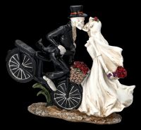 Skelett Figuren - Brautpaar küssend auf Fahrrad