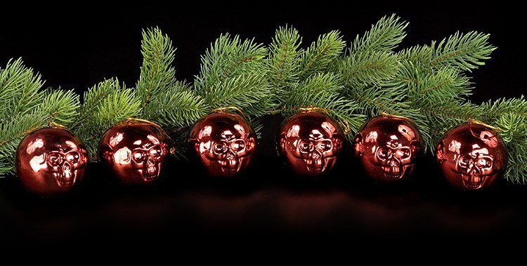 Christmas Bauble - Red Skull - Set of 6