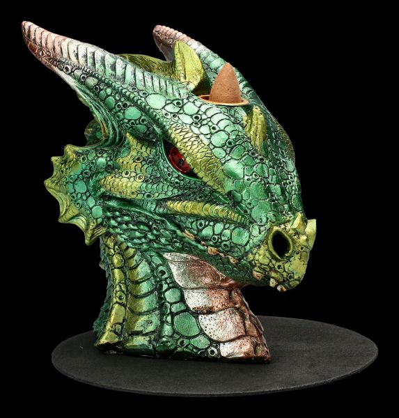 Backflow Incense Holder - Large Green Dragon Head
