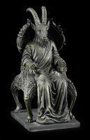 Satan Figur in Ziegengestalt sitzt auf Thron