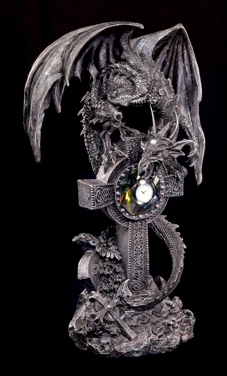 Mantlepiece Clock - Dragon on celtic Cross