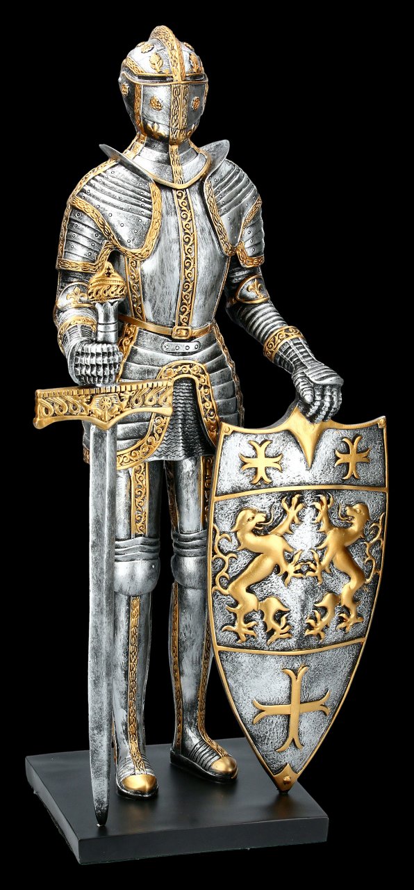 Große Ritter Figur mit Schwert und Schild