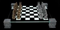 Schachspiel mit Brett - König Arthur gold-silber