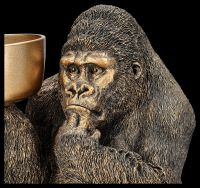 Gorilla Figur hält Schale - goldfarben
