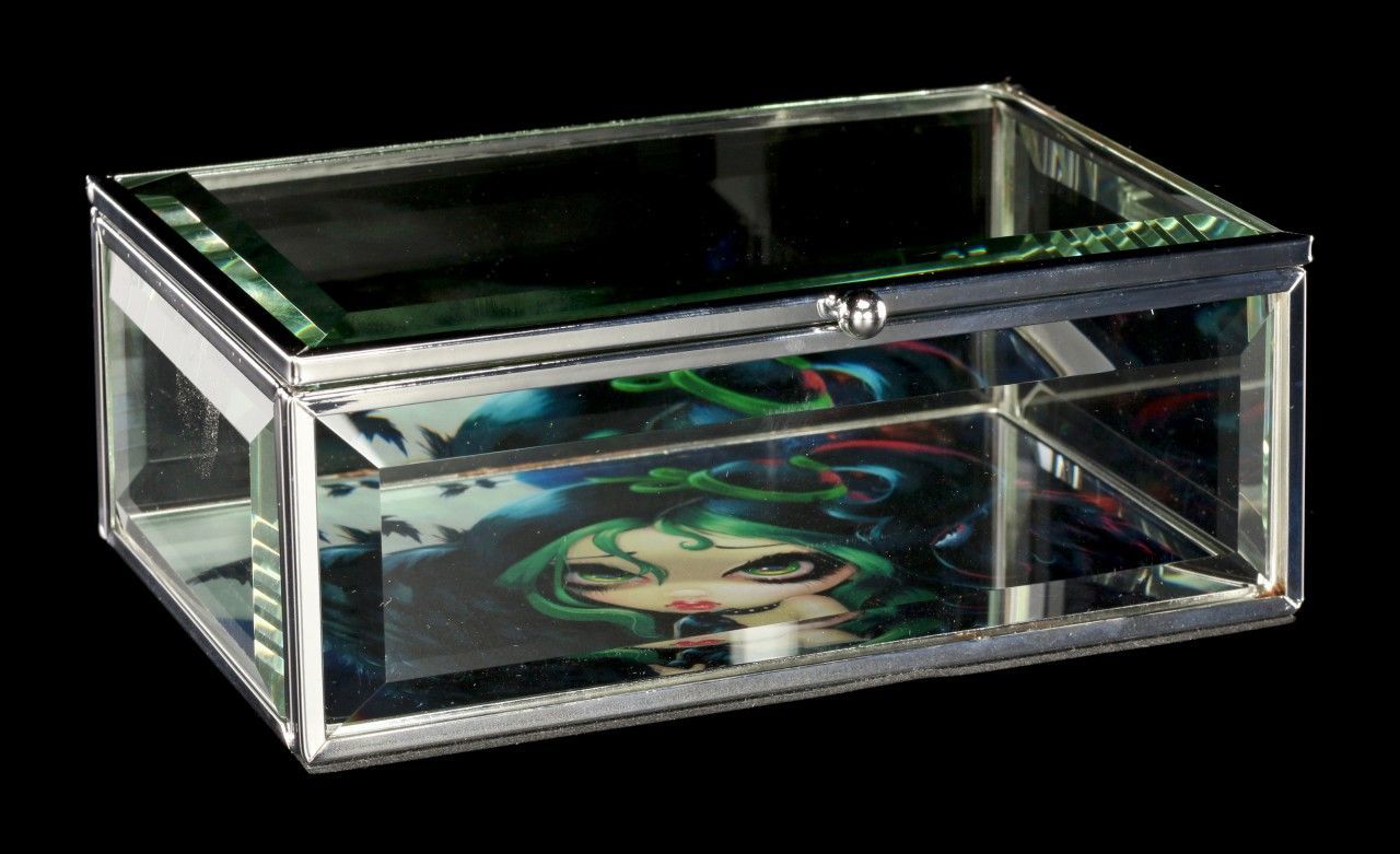 Glass Jewellery Box Dark Angel - Perched & Sat & Nothing More