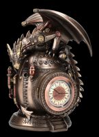 Table Clock Steampunk Dragon with Safe