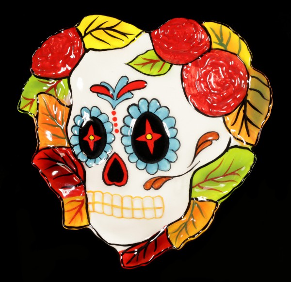 Heart Dish - Day of the Dead Skull - Autumn Leaves