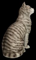 Gartenfigur - Katze sitzend grau getigert