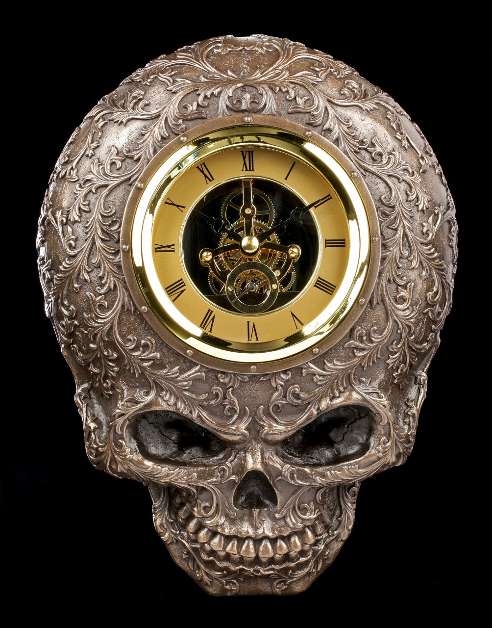 Skull Wall Clock - Baroque Death