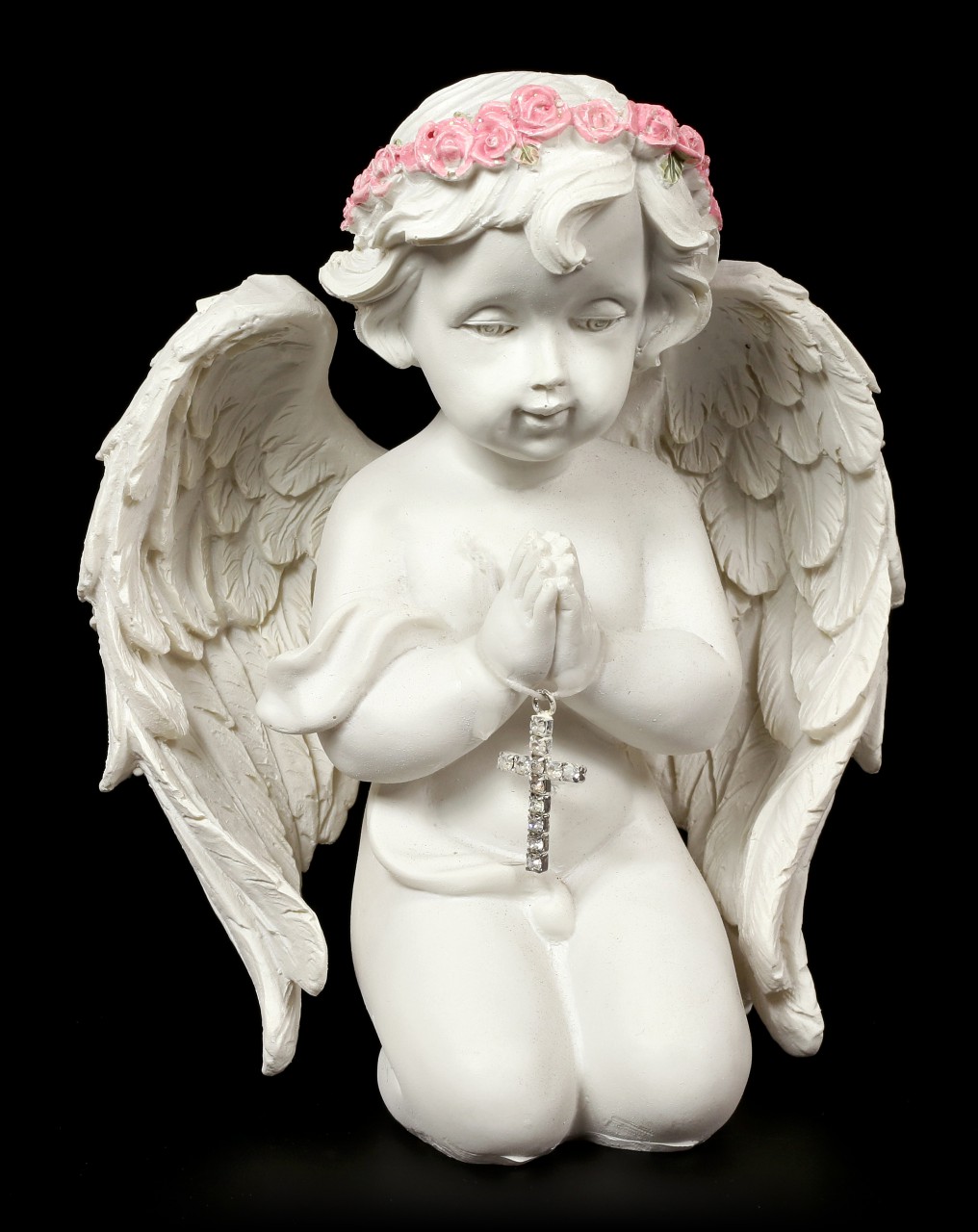 Engel Figur - Betend mit Kreuz in der Hand