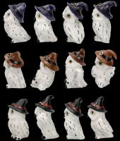 Owl Set - 12 White Owls with Wizard Hat