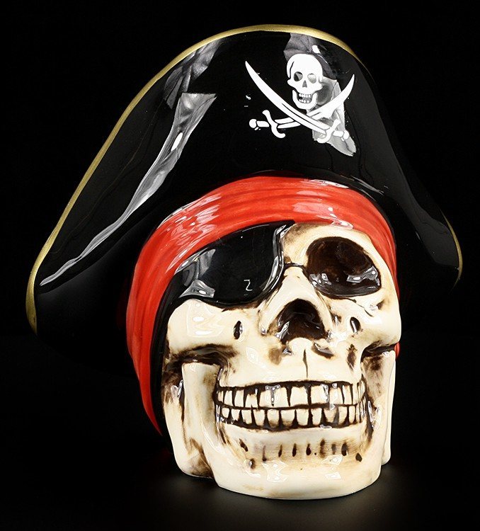 Piraten Totenkopf Spardose aus Keramik