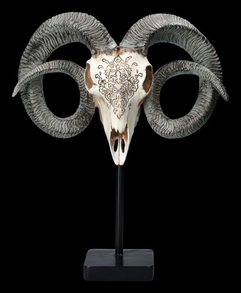 Ram Skull with Decorations and Stand