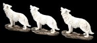 Wolf Figurines - Standing Howling White Set of 3