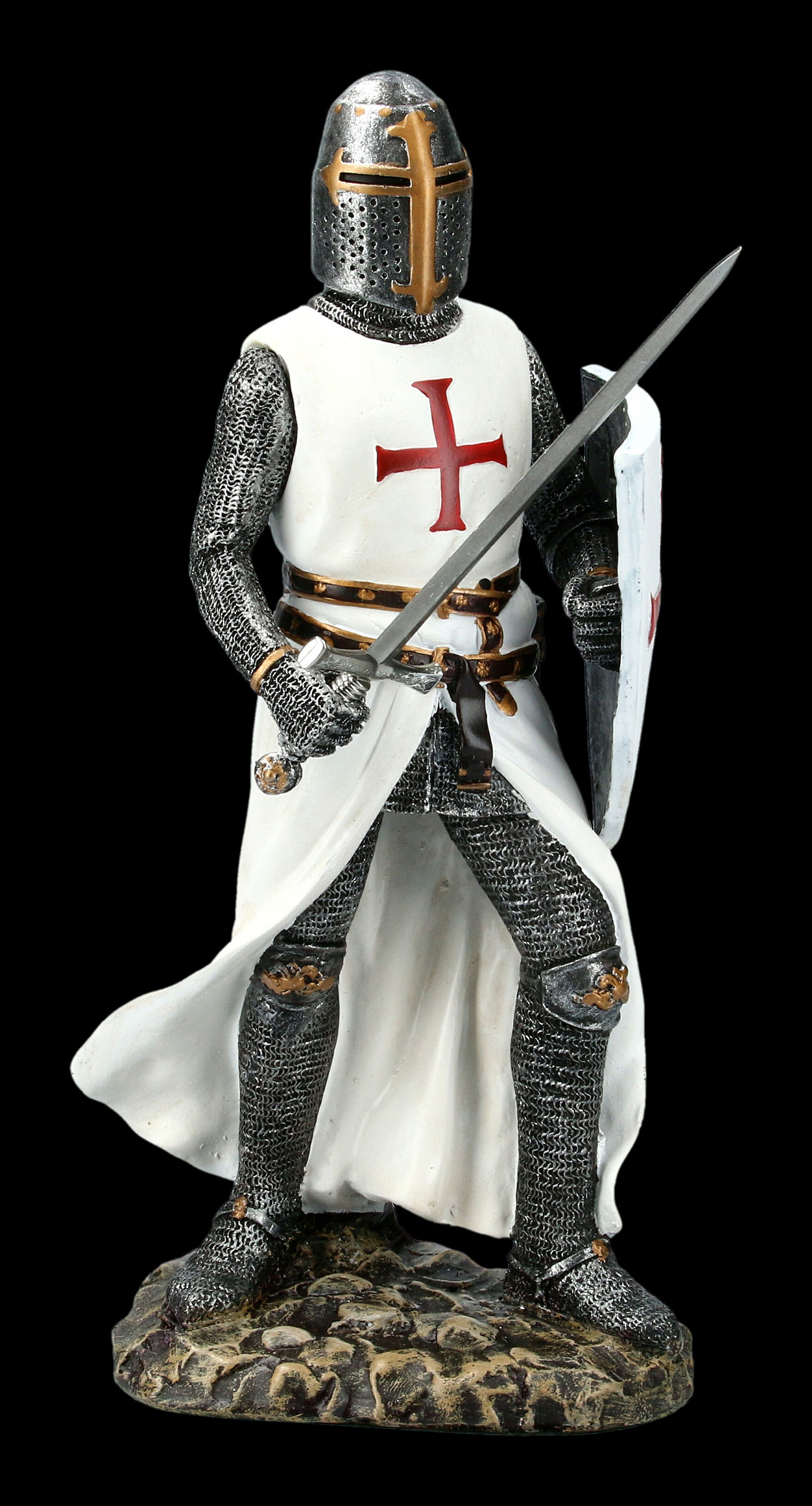 Ritter mit Schwert und Schild Kreuzritter Mittelalter Rüstung Figur 