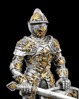 Knight Figurine with Sword and Lily Shield