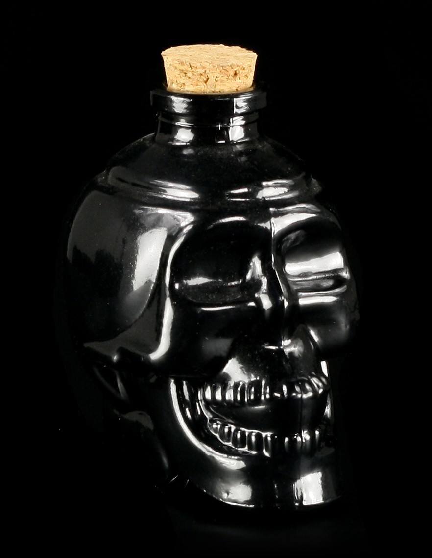 Skull Glass Bottle - Black