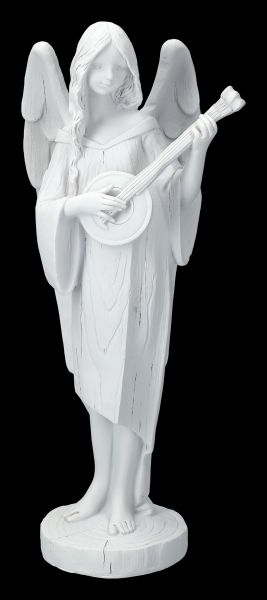 Engel weiss mit rotem Herz Statue Skulptur Dekoengel aus Polyresin Dekofigur