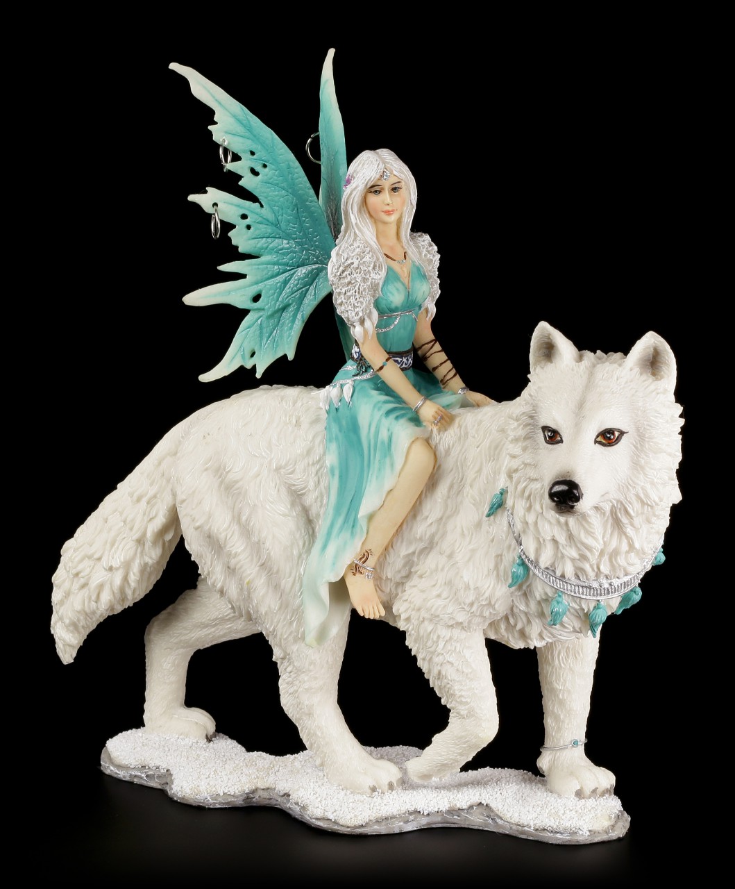 Fairy Figurine - Aneira with Snow Wolf