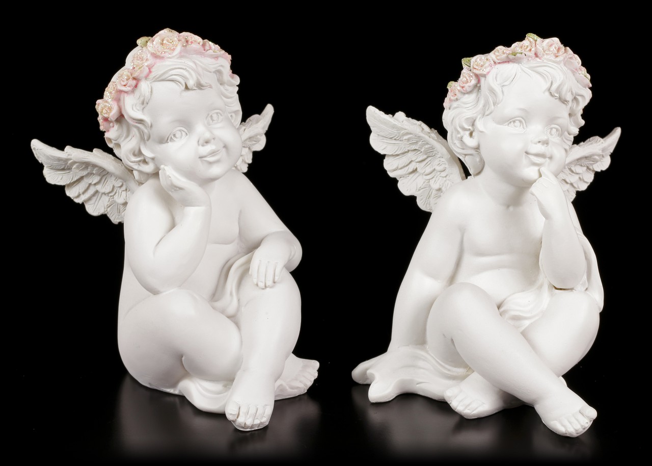 Angel Figuren - Two siting Angels - Set of 2