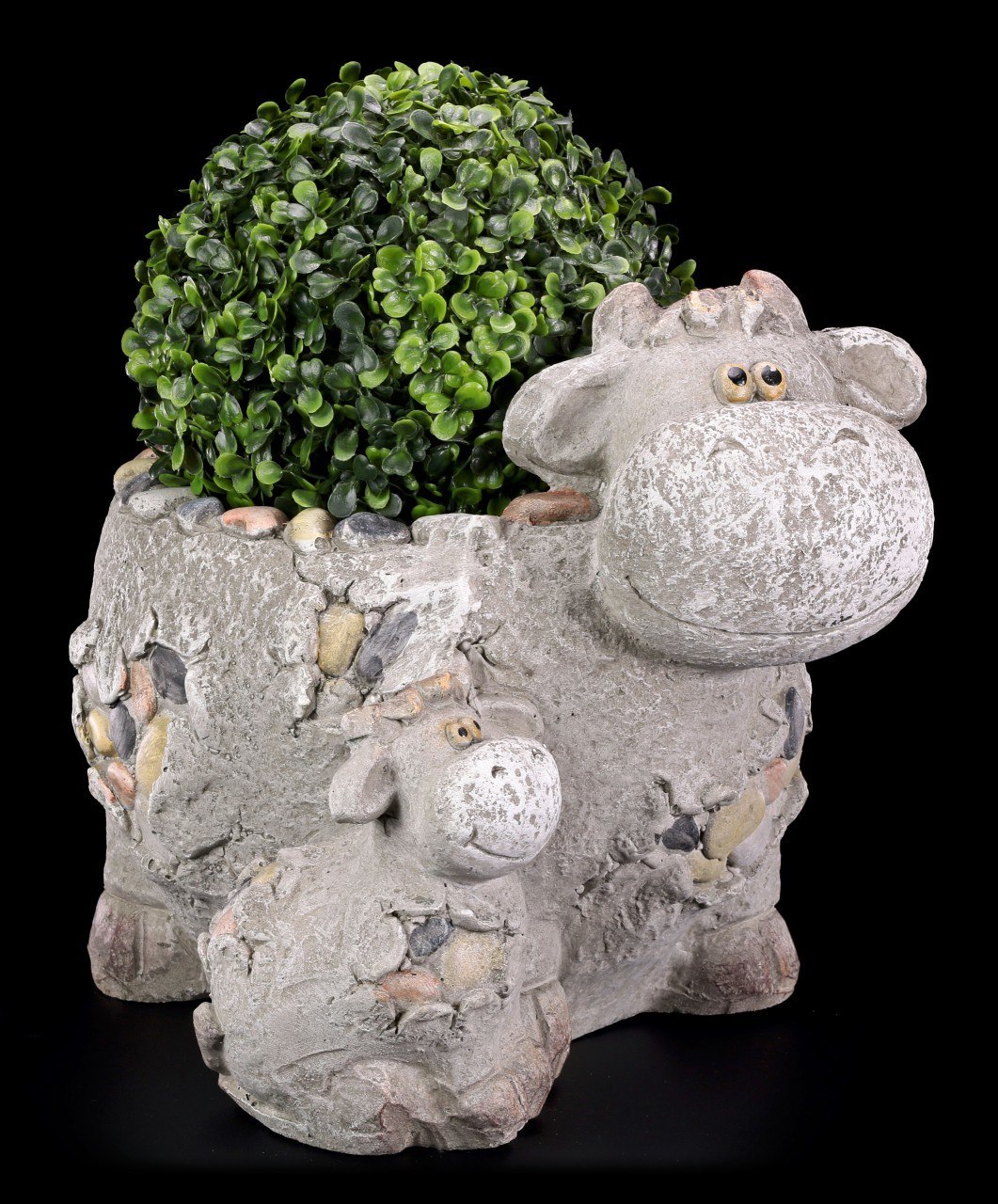 Garden Figurine - Cow Plant Pot in Stone Look