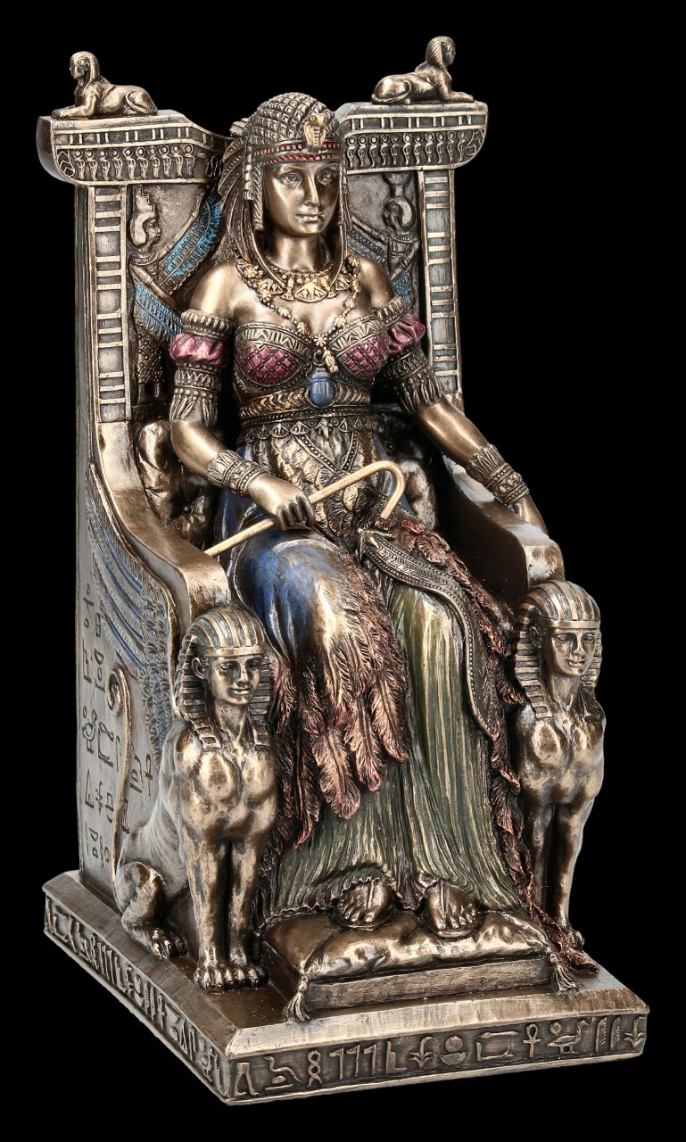Veronese Königin Pharaonin Deko Statue Kleopatra Figur Sitzend auf Thron 