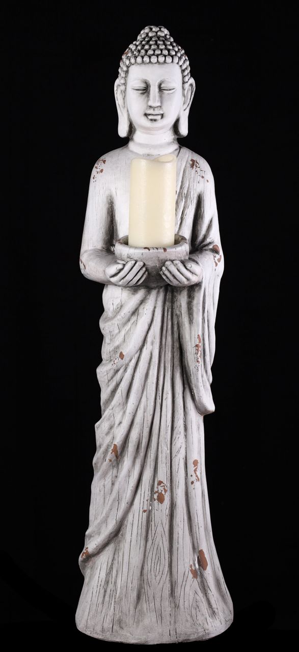 Large white Buddha Figurine with Candle Holder