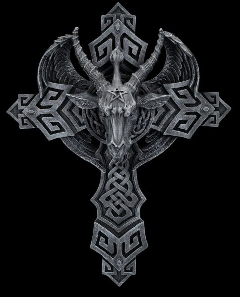 Wall Plaque - Cross with Baphomet and Wings