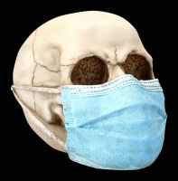 Skull Figurine with blue surgical mask - Masked Skull